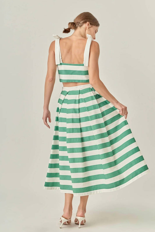 English Factory - Women's Bold Stripe Midi Skirt