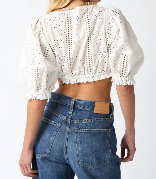Olivaceous - Raea Eyelet Crop Top