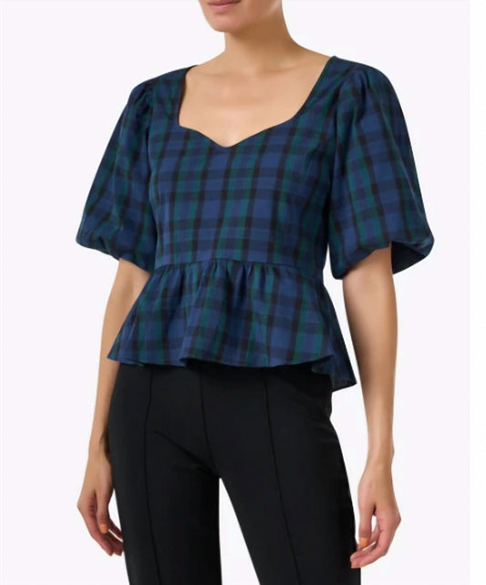 Sail To Sable - Blackwatch Peplum Top
