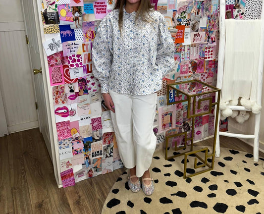 Karlie - FRENCH FLORAL PLEAT RUFFLE TOP