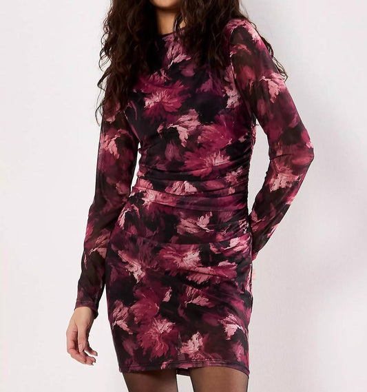 Apricot - Paintbrush Floral Mesh Dress