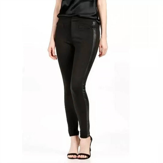 Paige - Merci Stretch Faux Leather Tuxedo Stripe Slim Pants