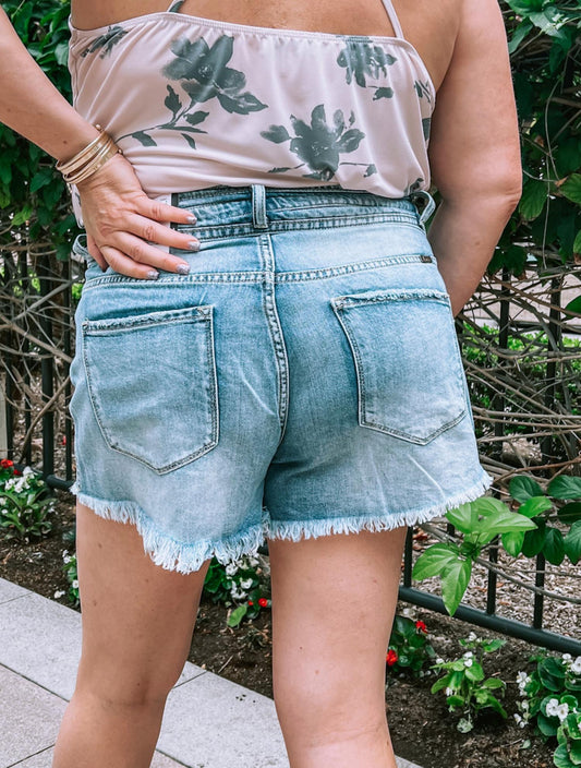 Kancan - Women's Plus Size Button Fly Cut Off Jean Shorts