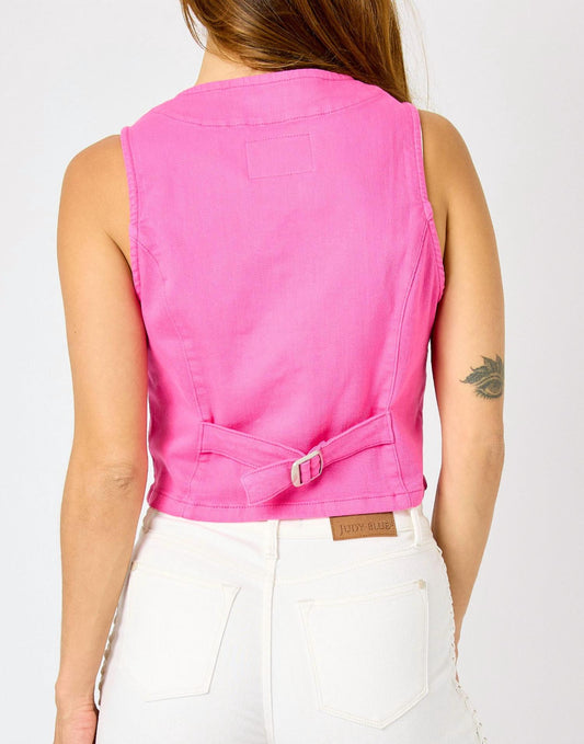 Judy Blue - V-neck Sleeveless Crop Top Vest