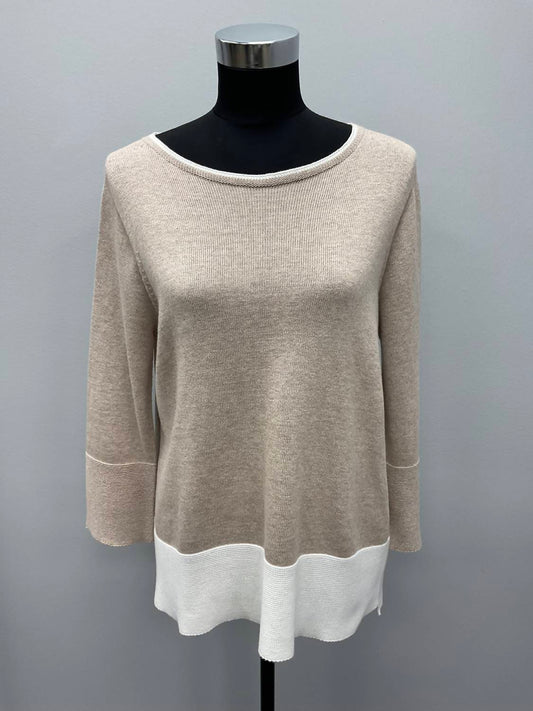 Hubert Gasser - BEIGE COTTON 3/4 SLEEVE SWEATER