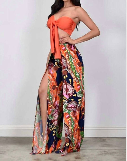 Little Secret Of Mine - Women's Palazzo Pants With Crop Top Set