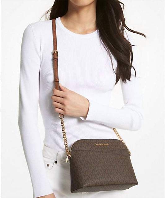 Michael Kors - Jet Set Travel Medium Logo Dome Crossbody Bag (VANILLA)