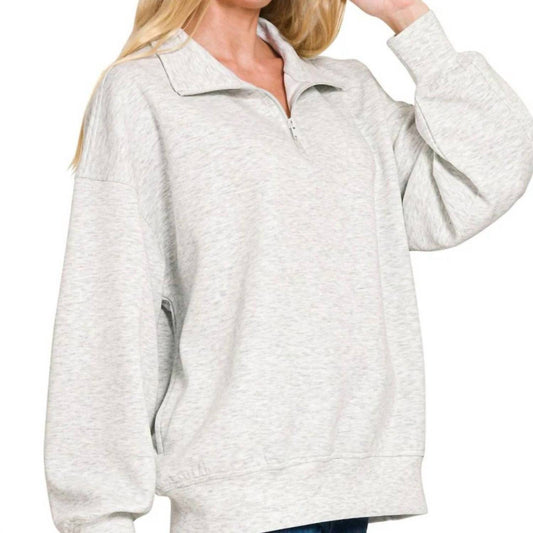 Zenana - Scuba Half Zip Pullover