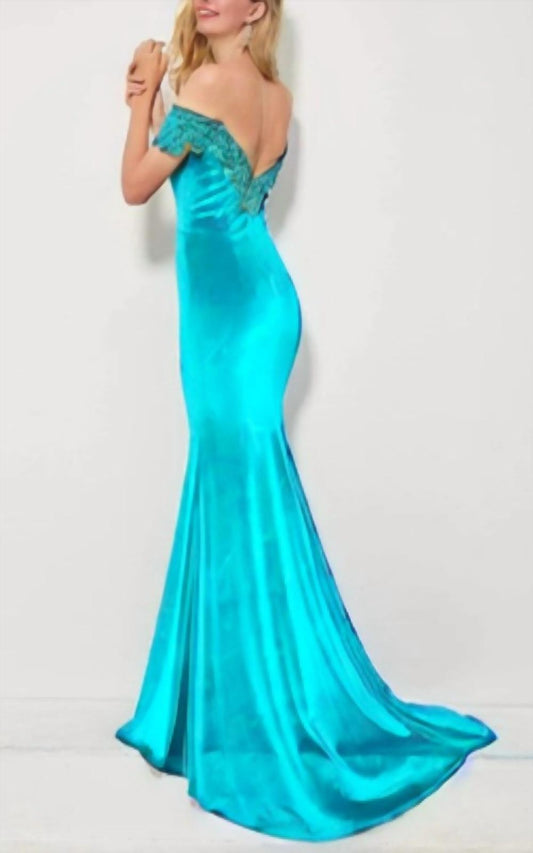 Angela & Alison - Velvet Off The Shoulder Dress