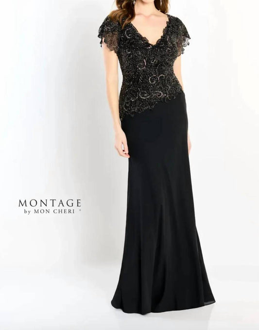 Montage By Mon Cheri - Formal Lace-Chiffon Full Dress