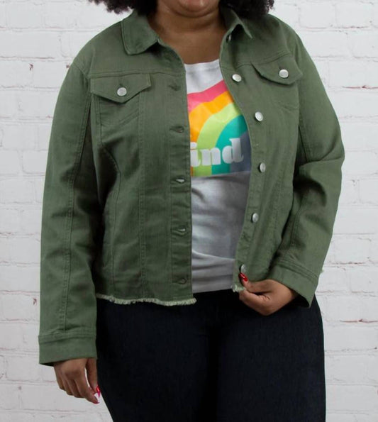 Pine Apparel - Curvy Frayed Denim Jacket