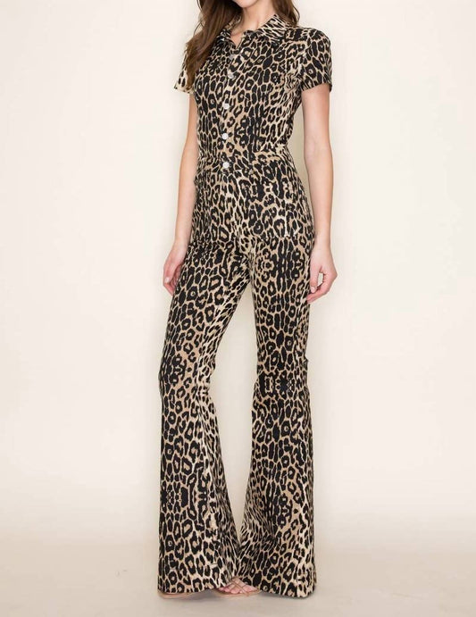 Wisteria Lane - Animal Print Denim Jumpsuit