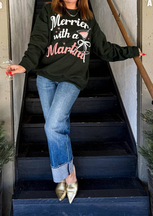 Sweet Claire - Merry Martini Christmas Sweatshirt