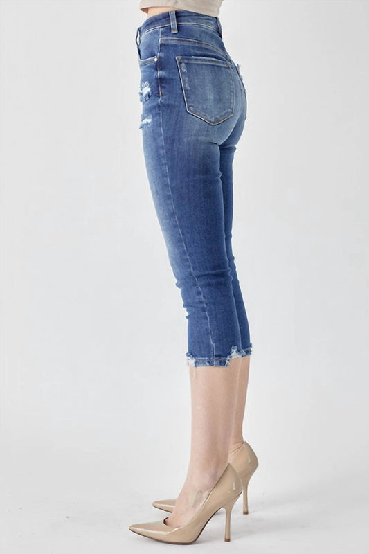 High-Rise Distressed Capri