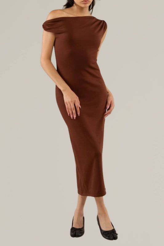 Nlt - twist off shoulder midi dress