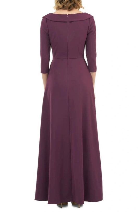 Kay Unger - Fold Over Solid Stretch Crepe Jumpsuit