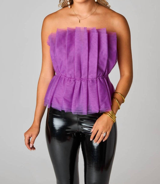 Buddylove - Giselle Iris Pleated Tulle Strapless Crop Top