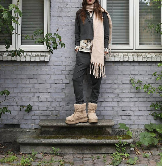 Las Sureñas - Drawstring Pants With Cheetah Embroidery