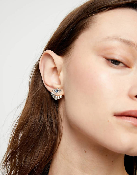 Unode50 - Women's Eye Shaped Stud Earrings With Verde Crystal