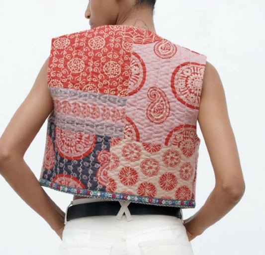 Pink Ripple - Print Quilted Vest