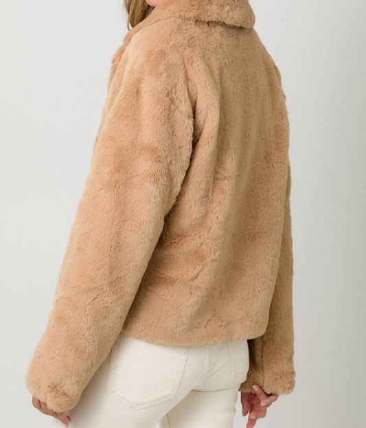 Mystree - Collared Faux Fur Jacket