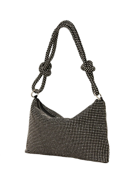 Fame Accessories - Women's Rhinestone Studded Hobo Bag