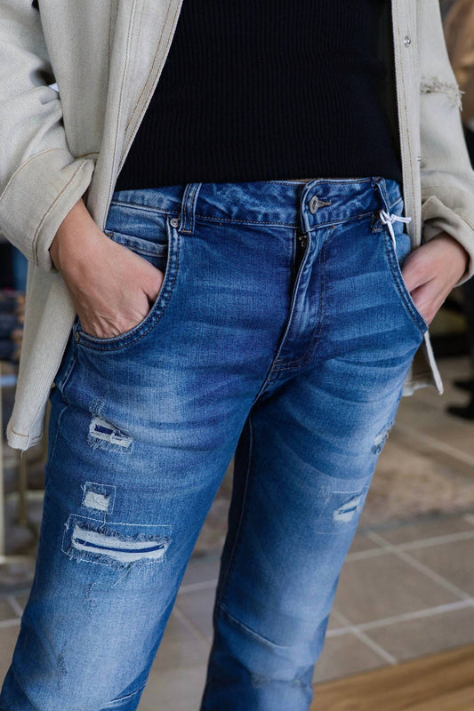 Yolly - Stretch Distressed Denim Jeans