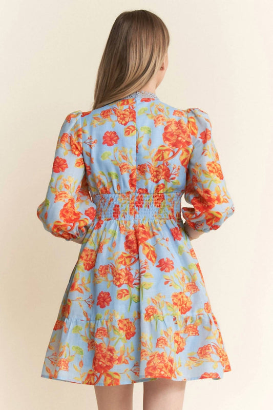 Davi & Dani - Floral Color Block Mini Dress