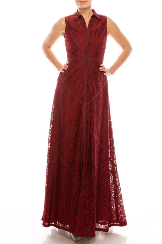 Aidan Mattox - Sleeveless Piping Detail A-line Dress