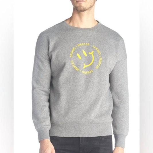 Spring + Mercer - Smiley Crew Neck Fleece Sweatshirt