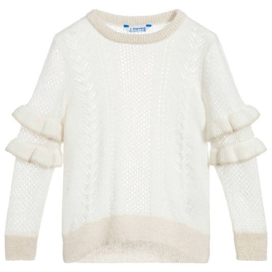 Mayoral - Girl's Ruffle Sleeve Shimmer Sweater