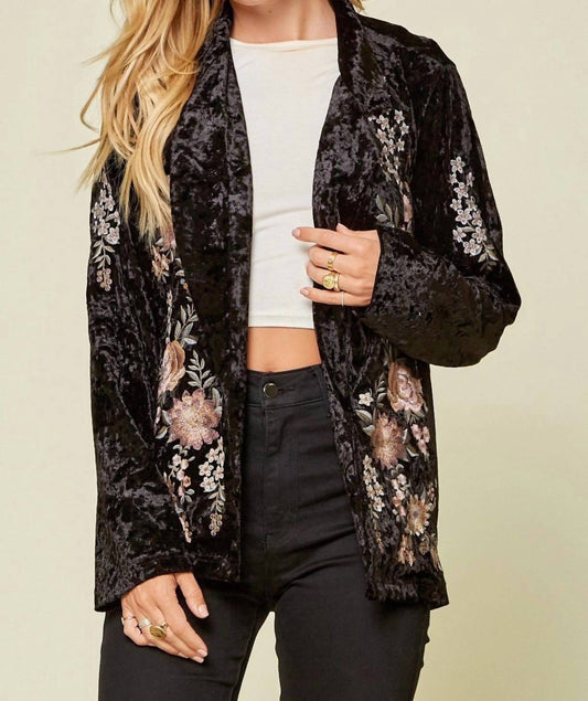 Andree By Unit - Embroidered Velvet Blazer