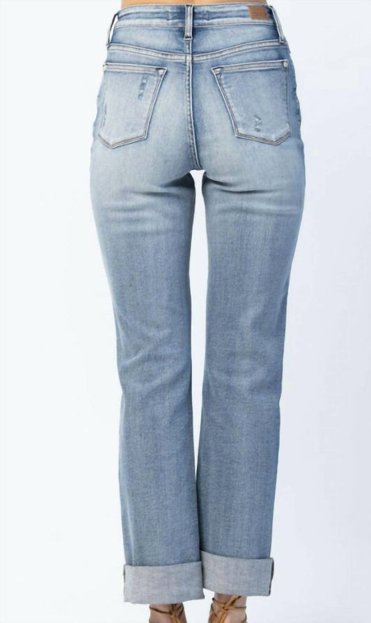 Judy Blue - Double Cuff Fray Hem Boyfriend Jeans