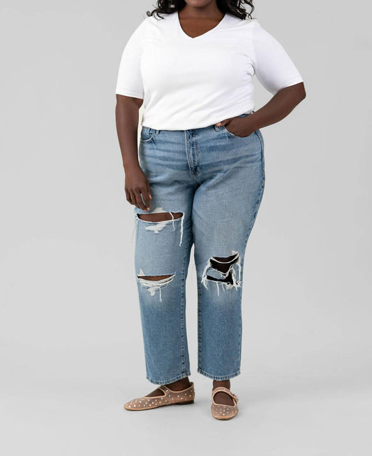 Good American - Good Boy Straight Leg Ripped Jeans - Plus