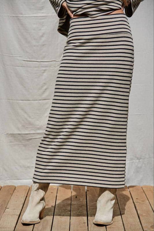 By Together - Knit Striped Pencil Maxi Skirt