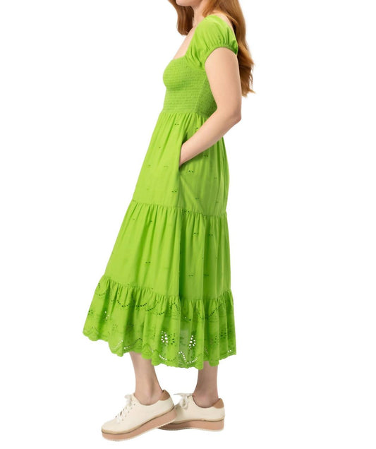 Area Stars - Short Square Neck Embroidered Midi Dress