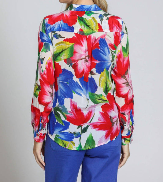 Apny - Button-up With Roll-up Sleeve Floral Shirt