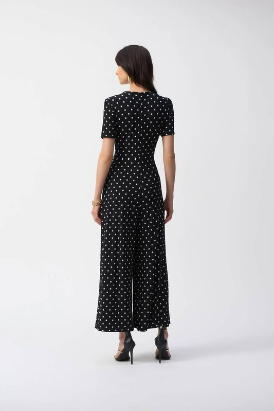 Joseph Ribkoff - Polka Dot Wrap Wide Leg Jumpsuit