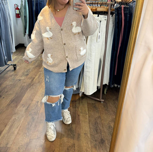 J.Nna - Duck Goose Soft Knit Cardigan Sweater