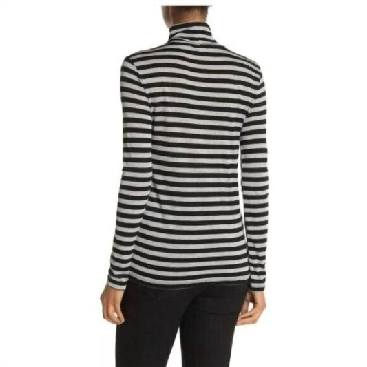 Splendid - Striped Light Sheer Knit Turtleneck Long Sleeve Top