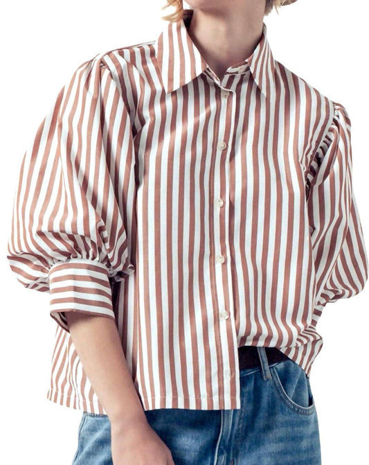 Urban Daizy - Puffed Sleeve Stripe Blouse