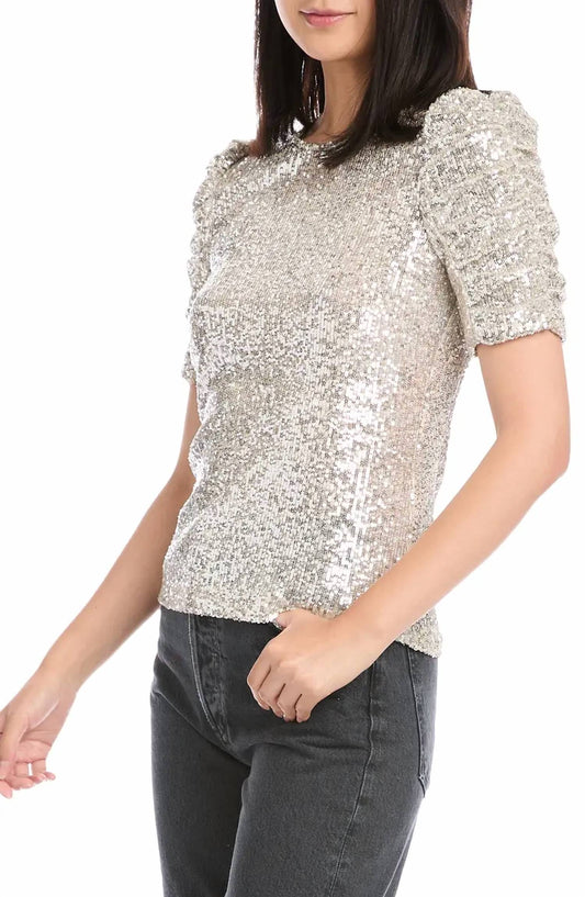 Sequin Puff Sleeve Top