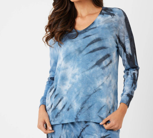 French Kyss - Marble Wash Long Sleeve V-Neck Top