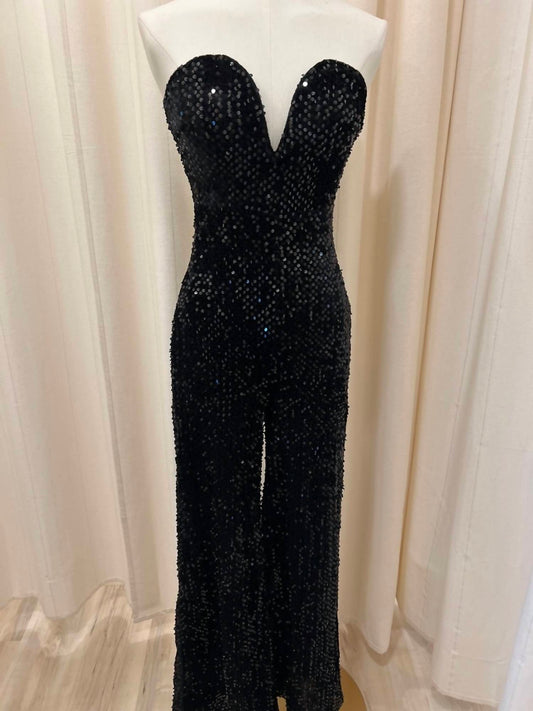 Hyfve - Women's Sequined Velvet Strapless Jumpsuit