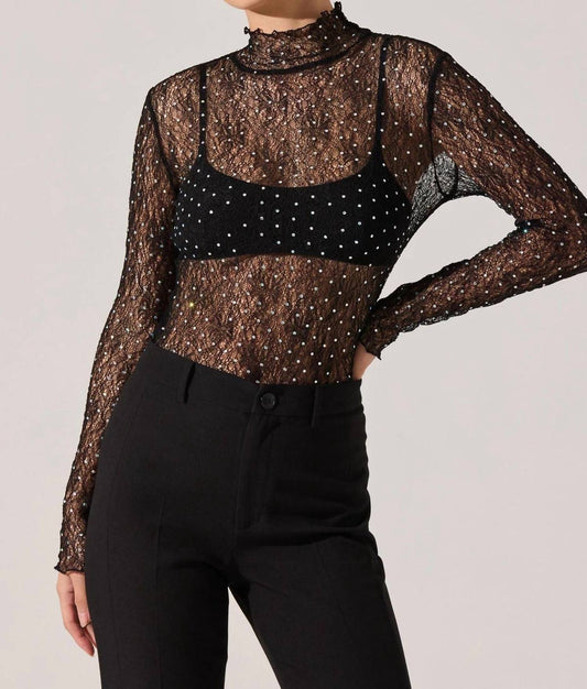 Astr - Kyra Rhinestone Lace Top