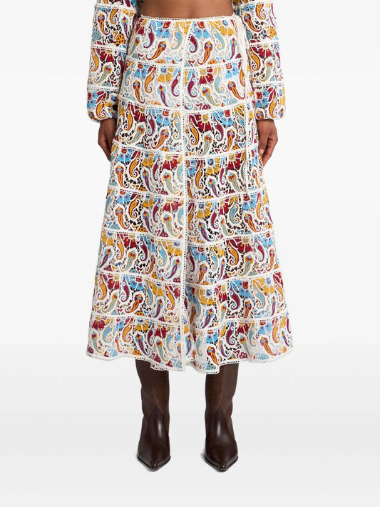 Etro - Paisley Macrame Midi Skirt