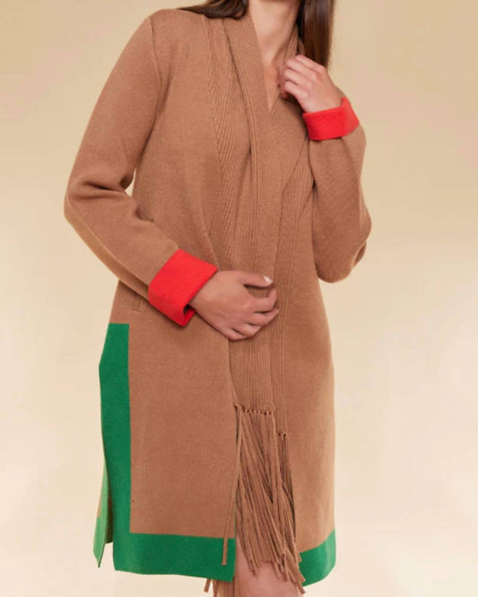 Oolala - Contrast Color Duster Cardigan