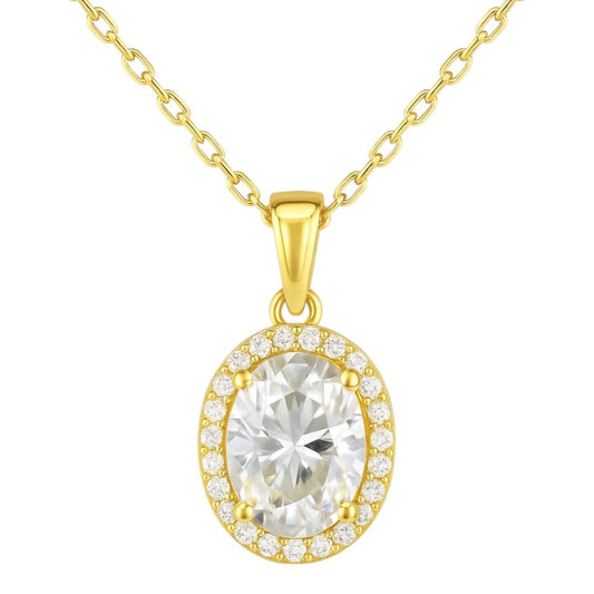 Allyanna Gifts - Women's Oval Moissanite With Halo Necklace