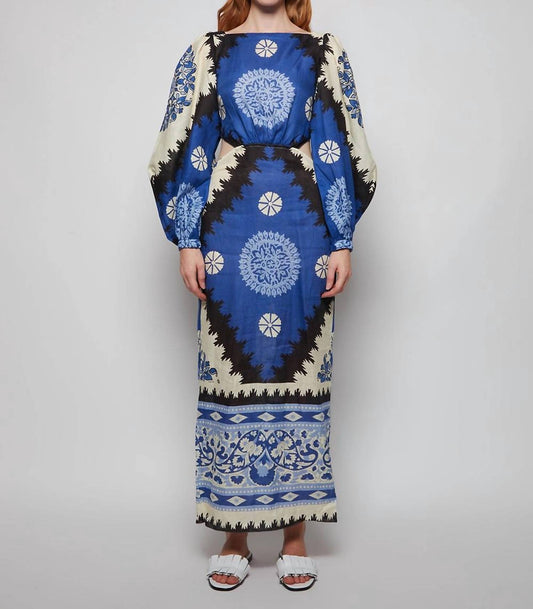 Johanna Ortiz - Glorious Rivers Midi Dress With Puff Sleeves And Cutout Waist