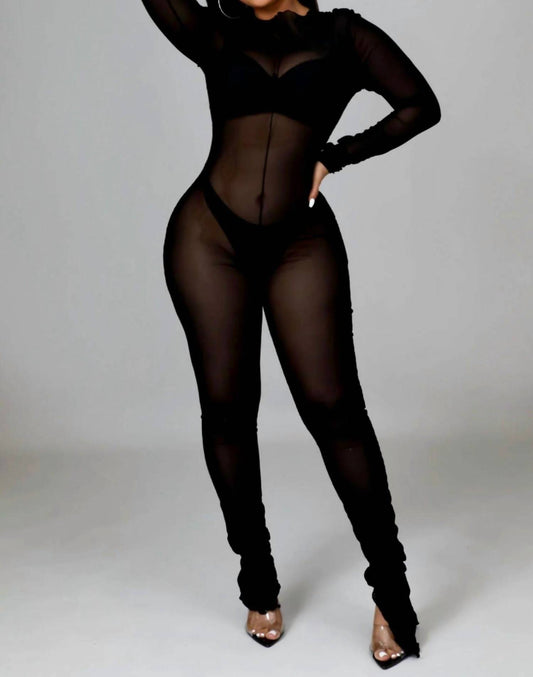 Little Secret Of Mine - Sheer Ruched Wrap Skirt Jumpsuit